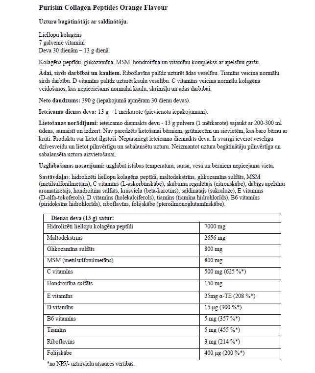 Purisim kolagēna peptīdi ar apelsīnu garšu